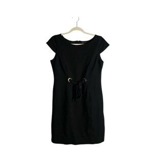 Just...Taylor Women’s Black Short Sleeve Tie Front Sheath Dress